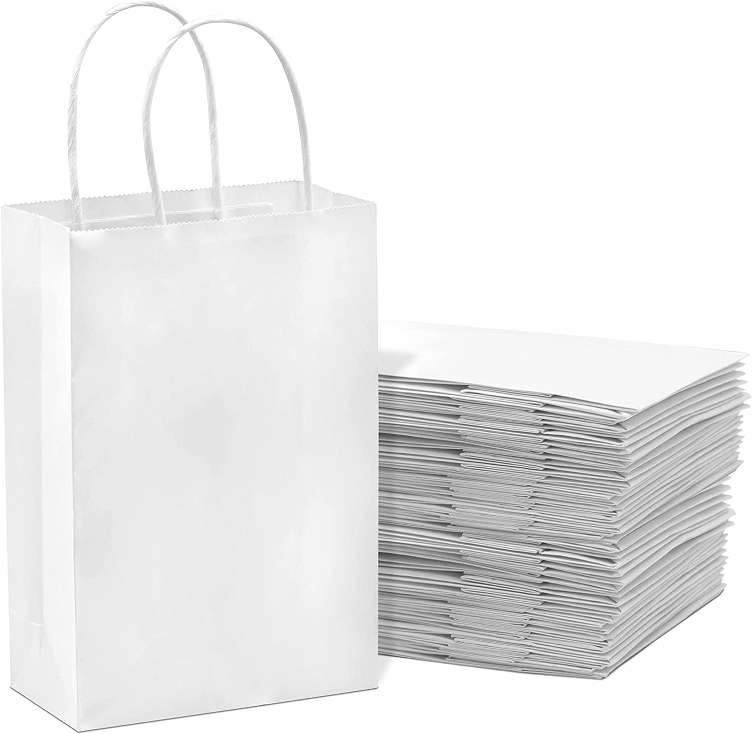 أكياس ورقية بيضاء اللون 50 قطعة
